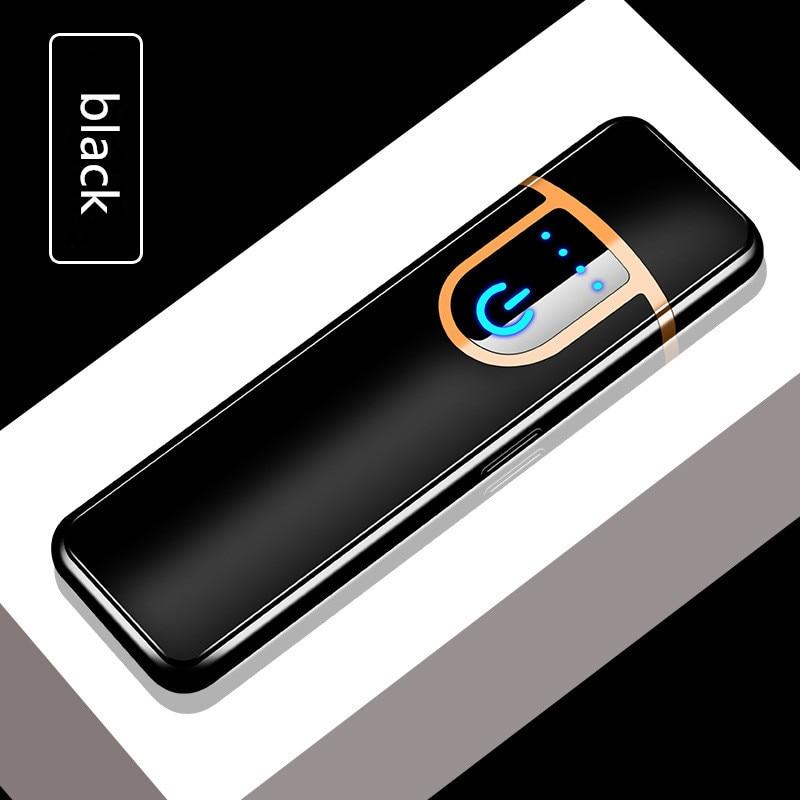 Luxury Modern USB Charging Electronic Lighter Windproof Slim Man Colorful Cigarette Lighter WIth Touch Sensor And Dragon Gravure Excellent for Gift