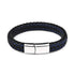 Handmade Luxury Modern Leather Black Blue Braided Leather Bracelet for Men Stainless Steel Design