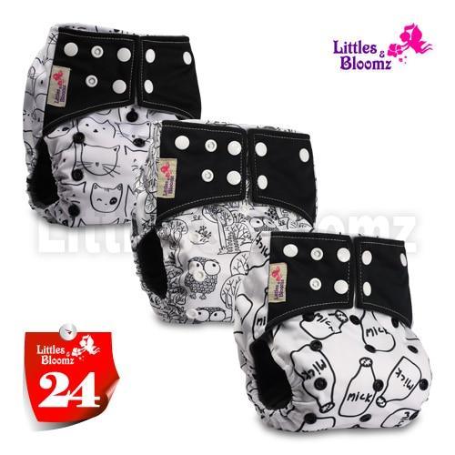 Modern Luxury Printed Washable Real Cloth Pocket Nappy,3 nappies/diapers Set For Girls and Boys Baby In Elegant Style