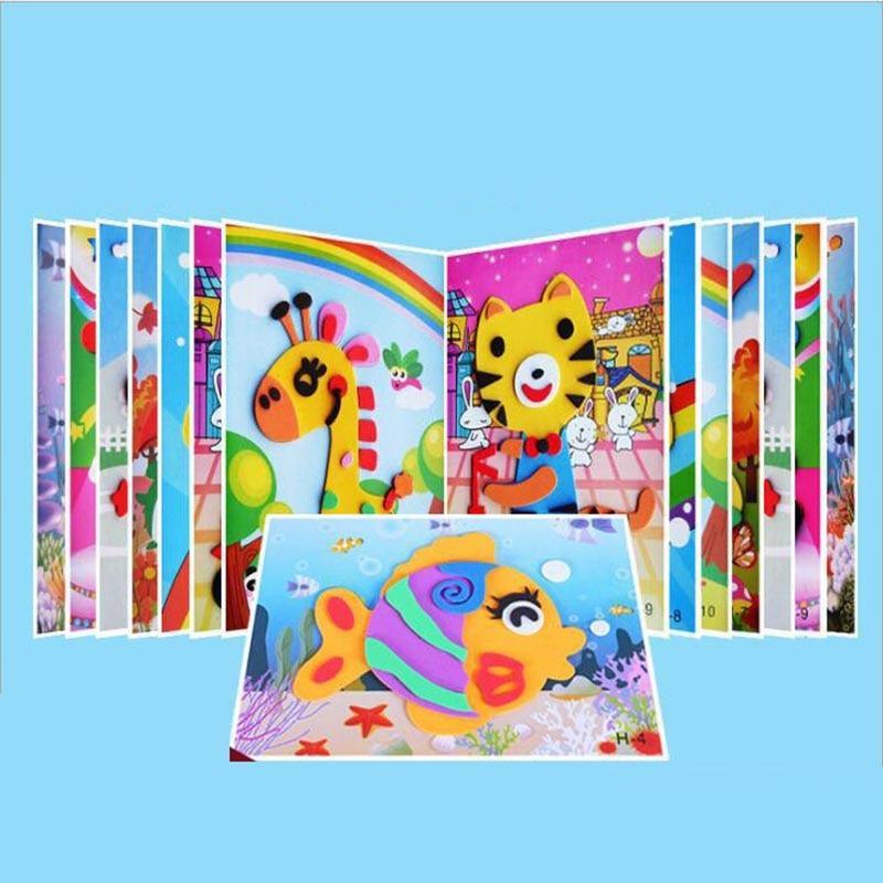 10 designs/lot  Cartoon 3D EVA Foam Sticker Puzzle Series Kids Multi-patterns Styles Toys for Children Birthday Gift