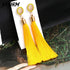 Bohemian Tassel Crystal Long Drop Earrings for Women Red Cotton Silk Fabric Fringe Earrings Fashion Woman Jewelry