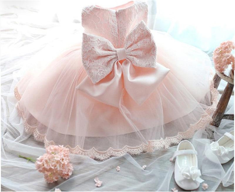 Luxury Modern Designer Baby Girls Flower Gowns Baptism Princess tutu Birthday Dress WIth Big Bow On Back