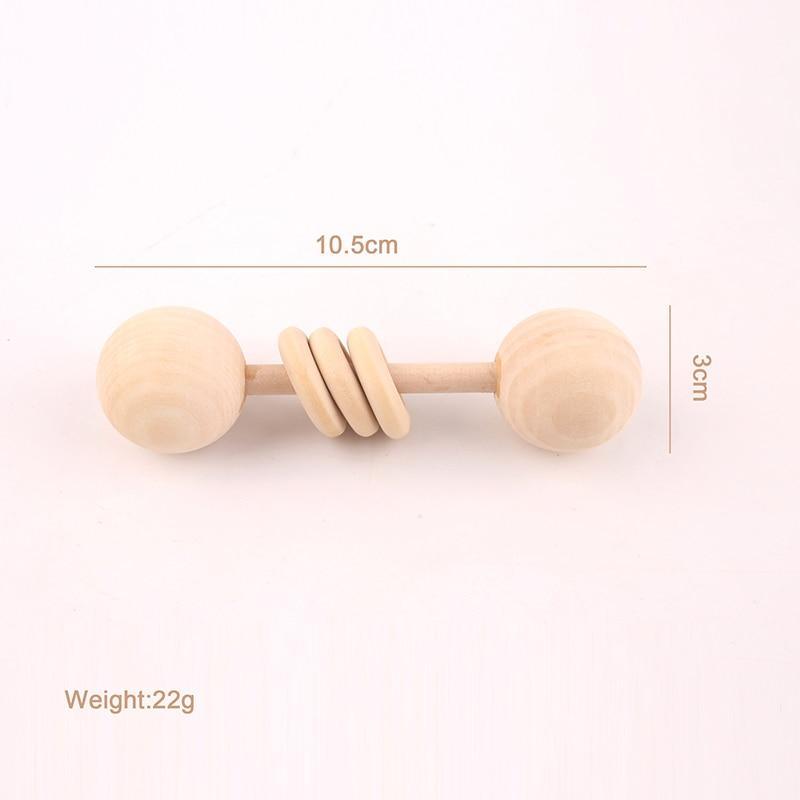 Modern Wooden Rattle Beech Bear Hand Teething Wooden Ring Baby Rattles Play Educational Toys For Kids