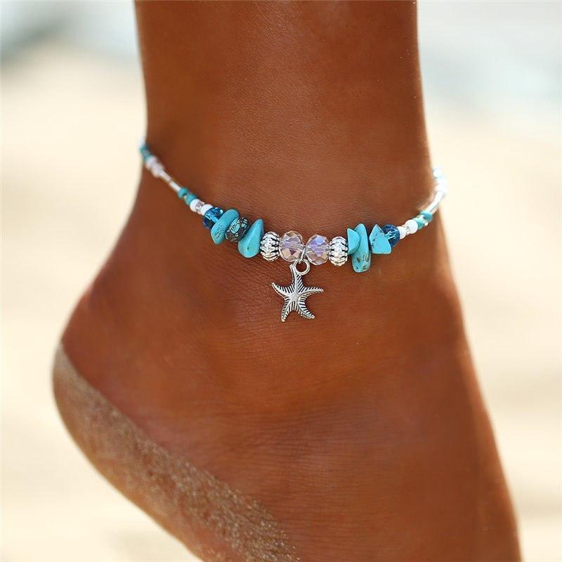 Shell Beads Starfish Sea Turtle Anklets For Women Multi Layer Anklet Handmade Bohemian Jewelry