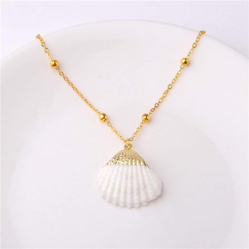 New Boho Conch Shell Amazing Necklace Sea Beach Shell Chain Pendant Elegant Necklace For Women Collier Femme Shell Cowrie Modern Summer Jewelry Bohemian