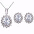 Luxury Elegant Juwelery Set For Ladies IN Blue Crystal Stone Wedding Jewelry Style  For Brides Silver Color Necklace Set For Women