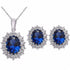 Luxury Elegant Juwelery Set For Ladies IN Blue Crystal Stone Wedding Jewelry Style  For Brides Silver Color Necklace Set For Women