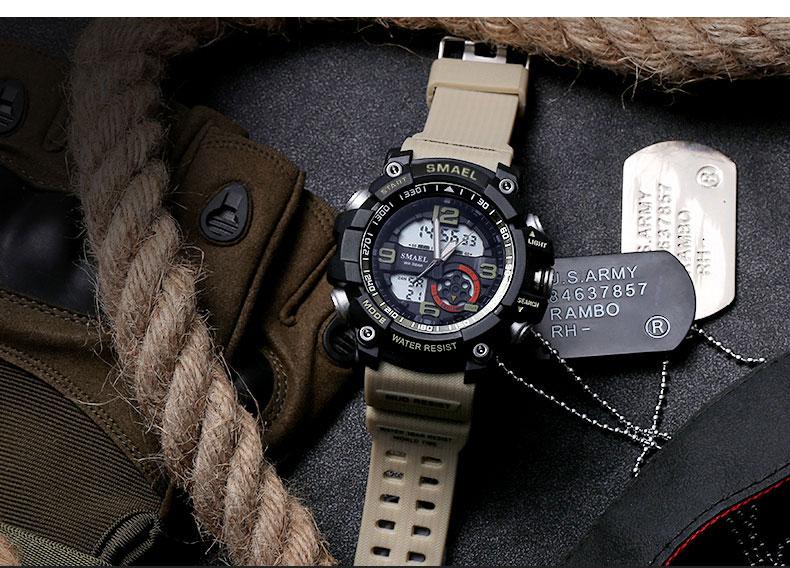 NEW Sport Analog-Digital Watch For Men and Woman  Waterresistant 50M Professional Waterproof Quartz Large Dial Military Wristwatches  With Night Mode