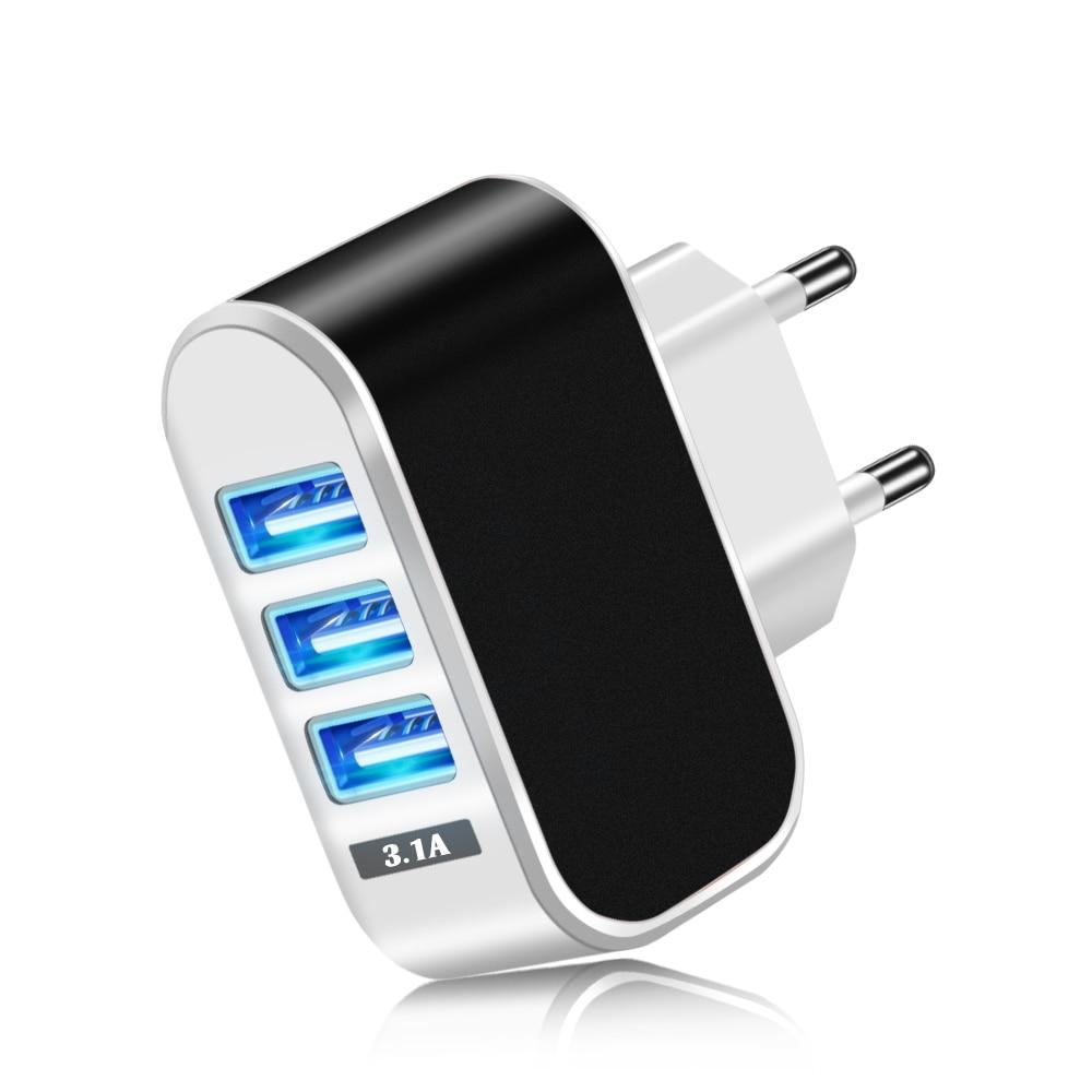 3 Ports USB Charger 5V 2A USB Wall Power Adapter EU Charger Quick Charging Ideal Phone Charger