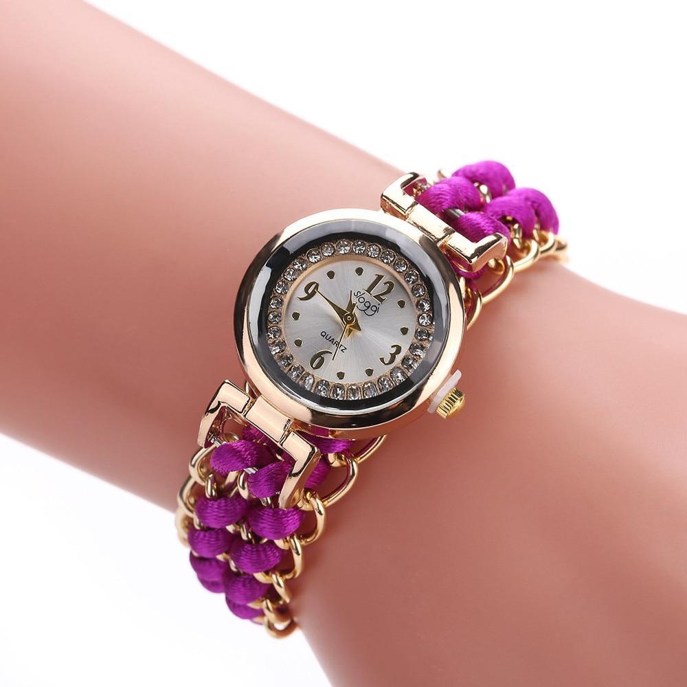 Women Handmade Bracelet Watches New Design Rope Beads Knitting Adjustable Wristwatches Gift For Women and Lady and Girls