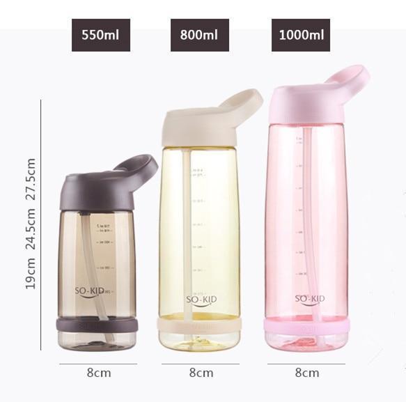 Portable Water Bottle With Straw Healthy Plastic Travel Drinkware Sports Shaker Drink Bottles For Kids