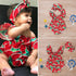 2PCS Newborn Baby Girl Watermelon Summer  Cute Bodysuit Jumpsuit Outfit WIth Bow For Girls