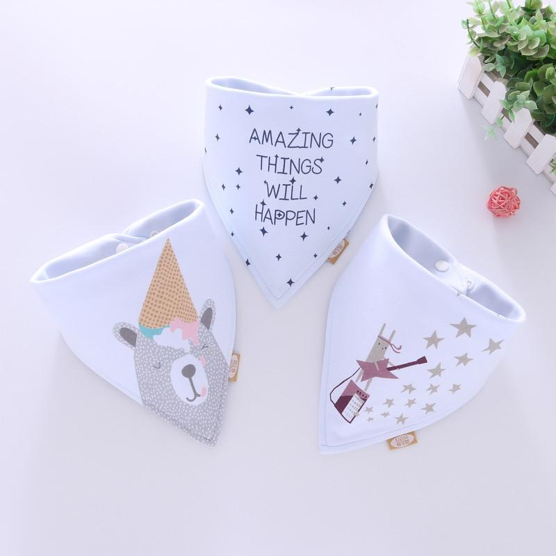 Cotton Cartoon Bandana Feeding Saliva Towel Waterproof Bibs For Baby Burp Accessory Adjustable Button Durable Baby Towels