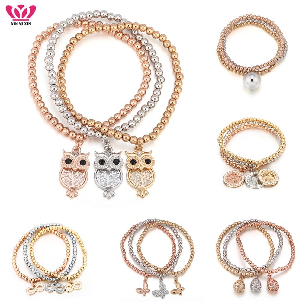 New Modern Owl Animal Amazing Luxury Tree of Life Pendant Fashionable Elastic Amazing Bracelets For Women