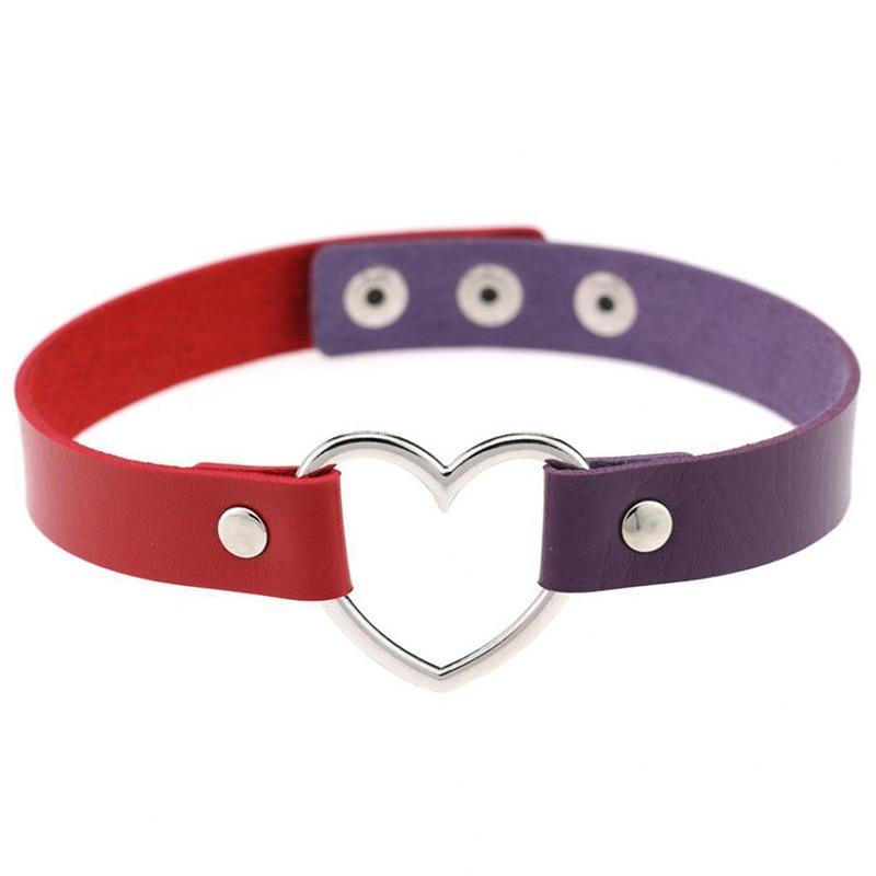 New Fashion Women Men Cool Punk Goth  Heart-Shape Leather Collar Choker Necklace Jewelry Accessories