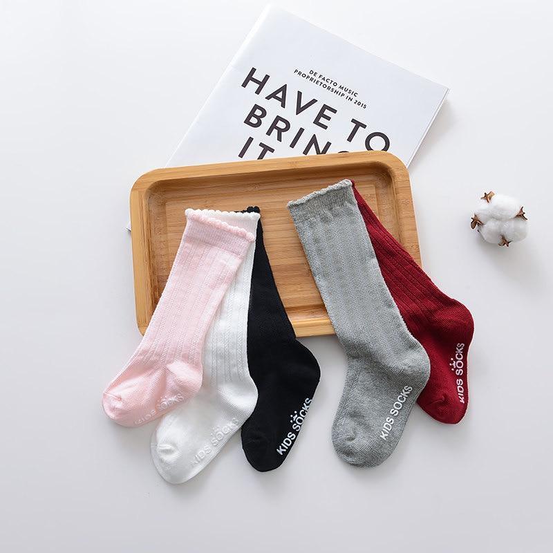 New Kids Stretchable Socks Toddlers Girls Big Bow Knee High Long Soft Cotton Lace Baby Comfortable Colorful  Socks