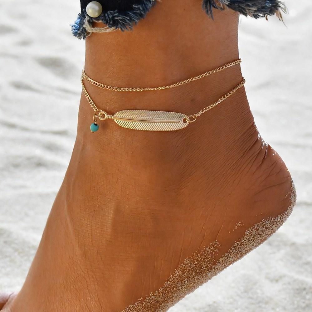 Modern Foot Brecelets Gold Female Anklets Barefoot Crochet Jewelry For Leg, Foot Bracelets in Elegant Luxury Trend Style