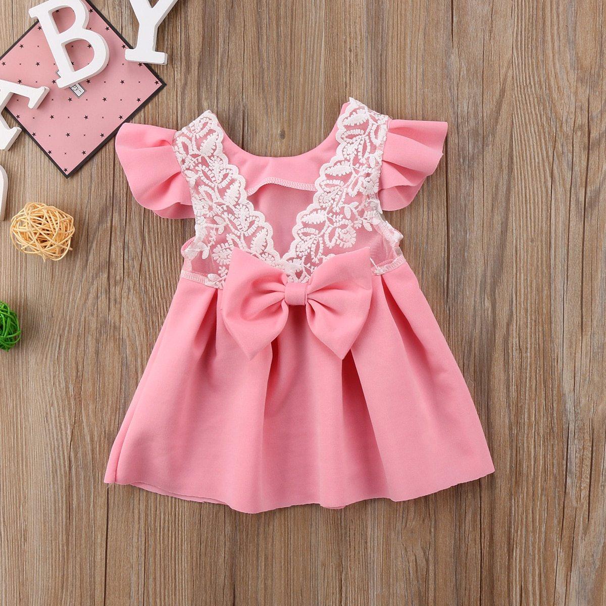 Luxury Modern Elegant Baby Girl Tops Bow Dresses Lace Ball Gown Tutu Party Dress Sundress Baby Girls Princess Clothing Style