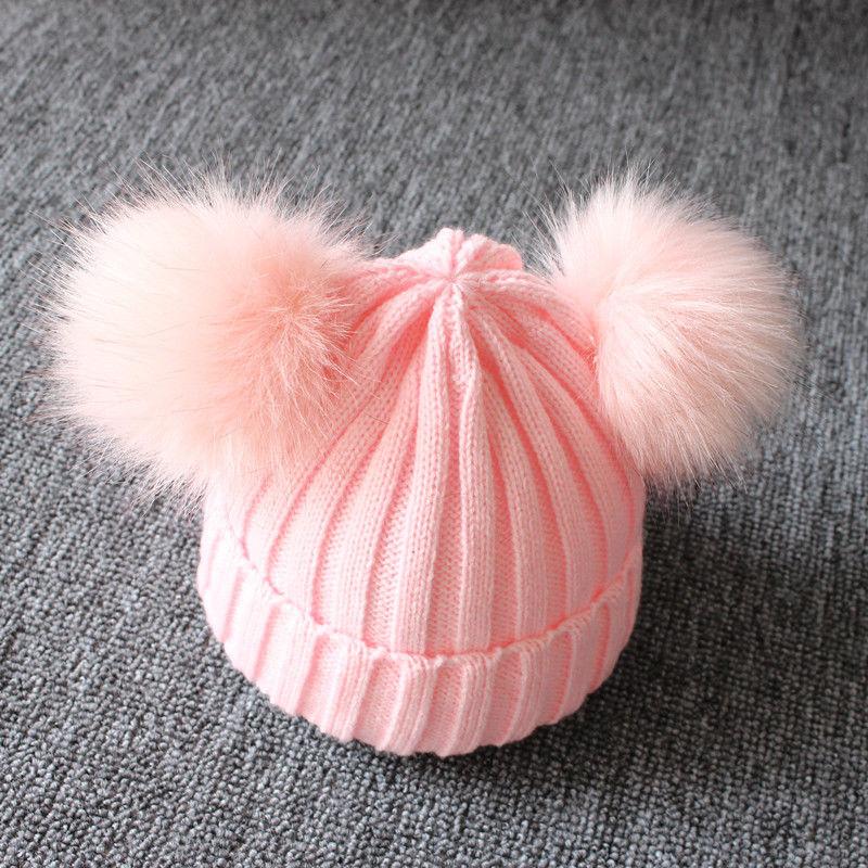 Modern Luxury Trend Design Newborn Baby Kids Girls Winter Warm Knit Hat Ball Beanie Cap In New Design