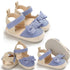 Newborn Baby Girl Striped Bow Sandals Soft Shoes Infants Anti-Slip Sneaker New Fashion Clogs 0-18M