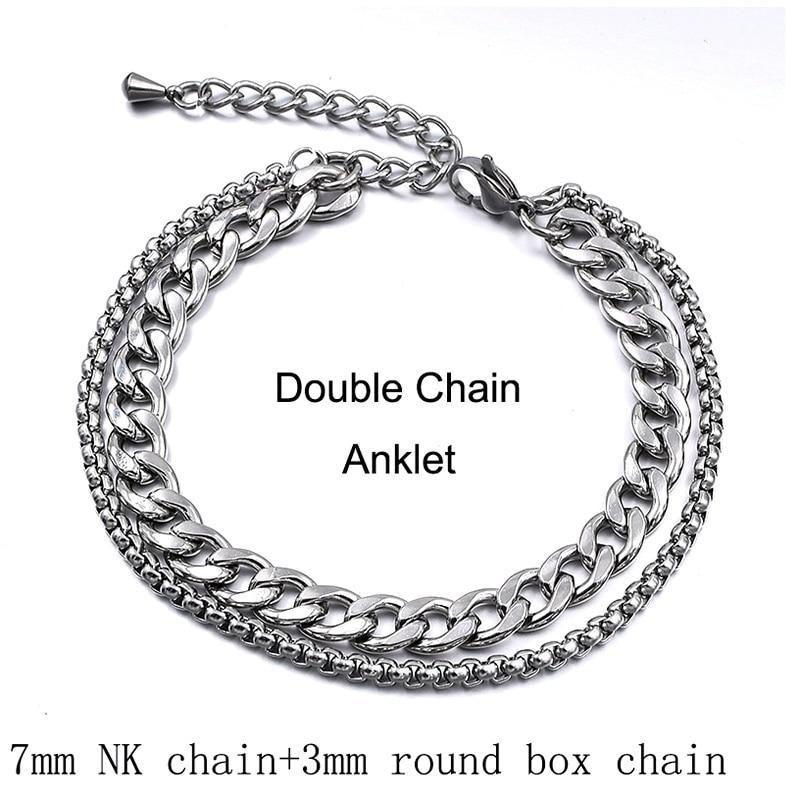 Luxury High Quality Unisex Silver Color Stainless Steel Beach Anklet For Women and Men Luxury Brecelet for Hand or Leg Chain Foot Jewelry