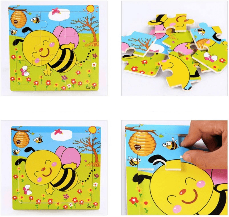 1 Pcs Animal Wooden Puzzles For Children In Wooden 3D Mosaic Puzzles Kids Educational Toys Design  For Baby Birthday Gifts