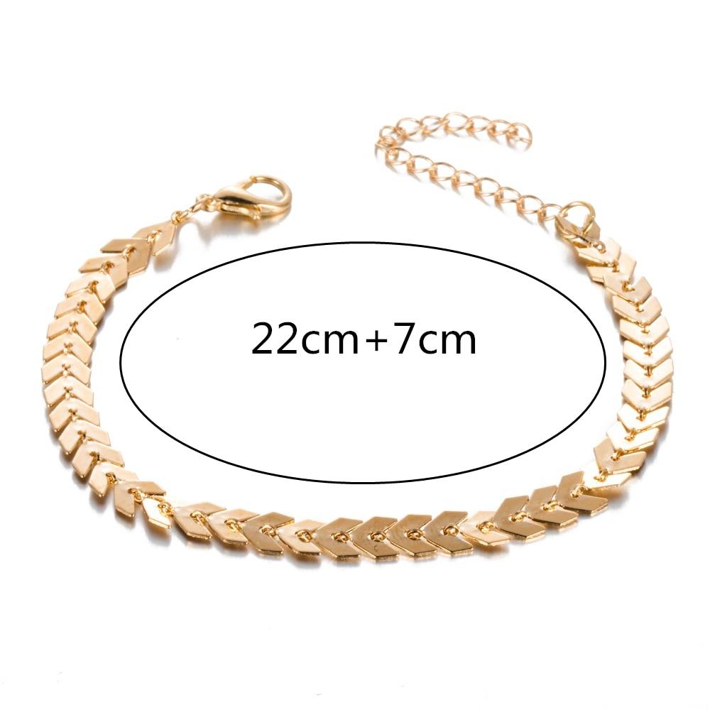 Bohemian Arrow Anklet Bracelet for Women Punk Metal Chain Sequin Anklets Female Jewelry