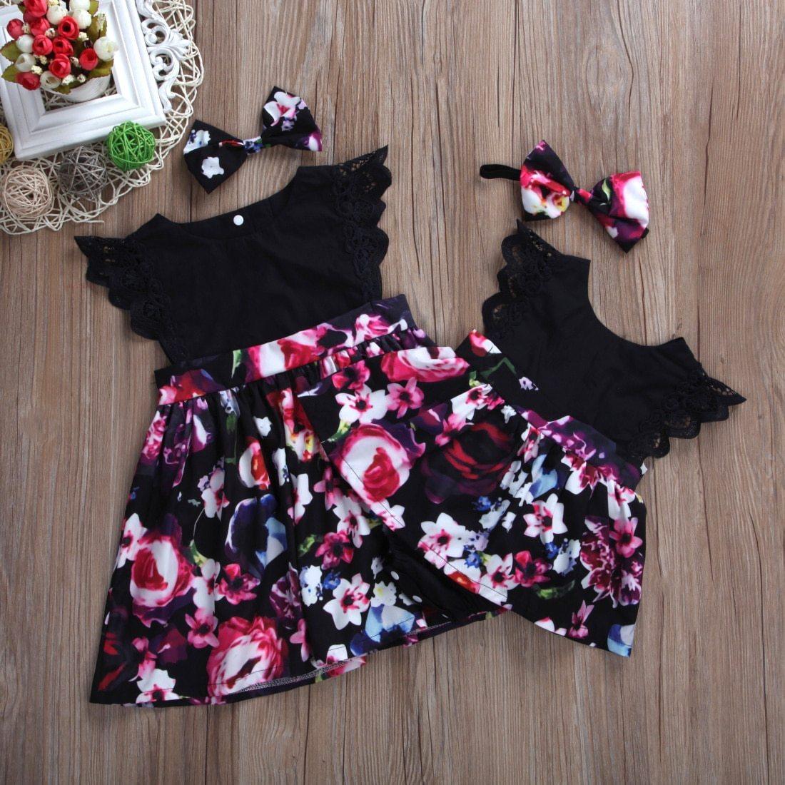 Luxury New Trend Newborn Baby Infant Girl Romper Tutu Dress Headband Floral Outfits Party Dress In Flowers Interesting Design With Bow