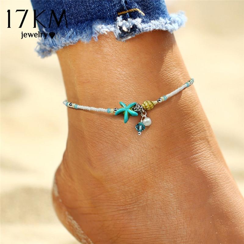 Starfish Pendant Anklets For Women Stone Beads Shell Anklet Bohemian Bracelets Jewelry