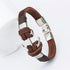 Endless August New Pirate Style Alloy Stainless Steel Anchor Bracelet For Men Genuine Cow Leather Bracelet Jewelry Bangles