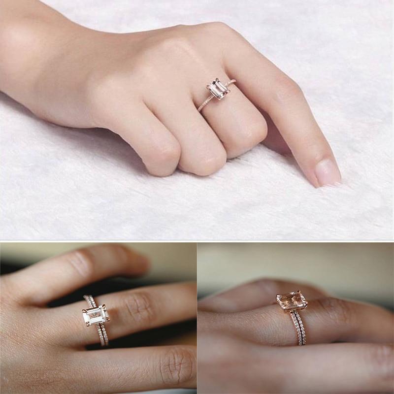 Luxury Modern Diamond Zircon Rose Gold Filled White Crystal Zircon Wedding Engagement Ring