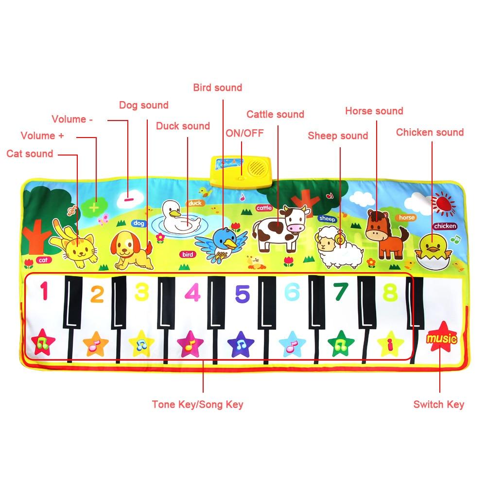 Big Musical Mat Carpet Touch Play Piano with 8 Animals Sound Music Instrument Baby Play Mat Rug Educational Toys For Kids