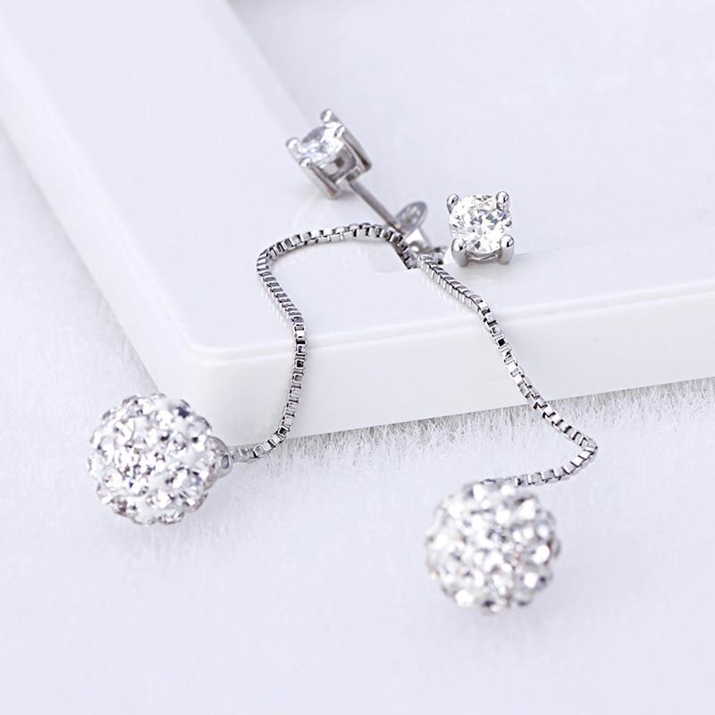 Luxury Elegant Sterling Silver Shiny Crystal Stud Earrings For Women In Fashion Style