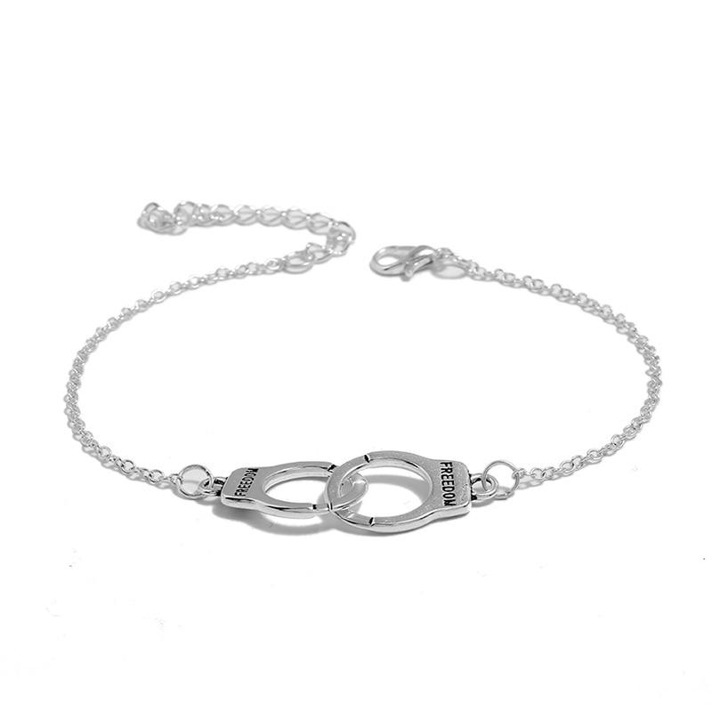 Silver Color Handcuffs Anklets for Women Bohemian Freedom Ankle Bracelet  Barefoot Party Jewelry