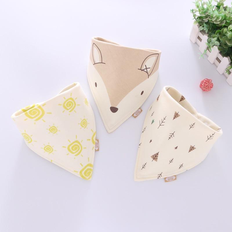 Cotton Cartoon Bandana Feeding Saliva Towel Waterproof Bibs For Baby Burp Accessory Adjustable Button Durable Baby Towels