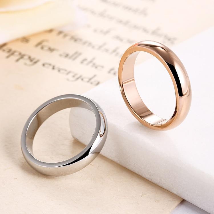 High Quality 4mm Wholesale Simple Ring Fashion Rose Gold Ring Men's and Women's Exclusive Couple Wedding Ring