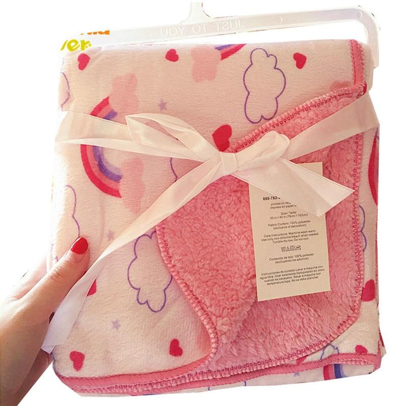 Baby Blankets New Layer Coral Fleece Infant Swaddle  Wrap Owl Printed Newborn Baby Bedding Blanket