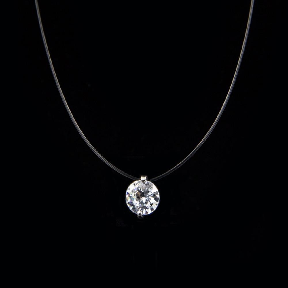 Popular Female Transparent Luxury Line Diamond Necklace In Silver Color Invisible Chain for Women In Modern New Style