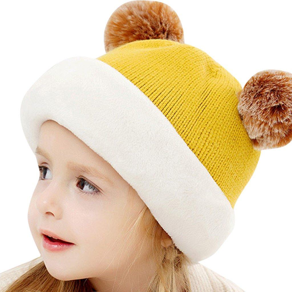 Modern New Kids Winter Hats Ears Girls Boys Children Warm Caps Scarf Set Baby Knitted Cute Cap For Winter For Boys and Girls