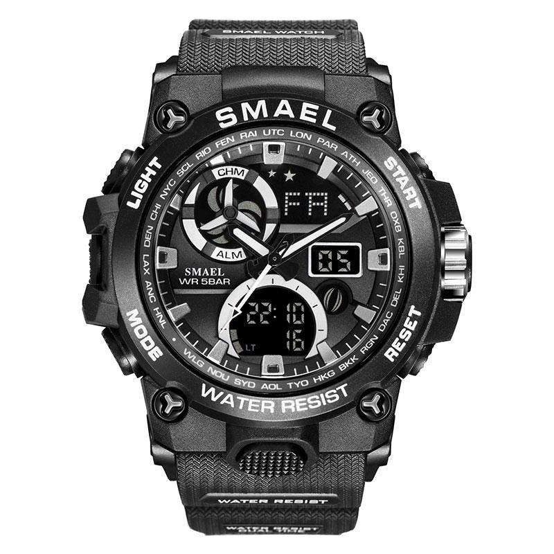 Sport Watch For Men WIth  Dual Time Waterproof 50M Miliatry Watches Chronograph Alarm Army Wristwatch