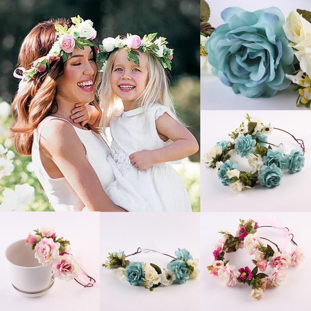 Luxury Modern Newborn Headband Flower Crown Mother Kids Matching Hair Band Accessories Flower Headband For Mother and Daughter