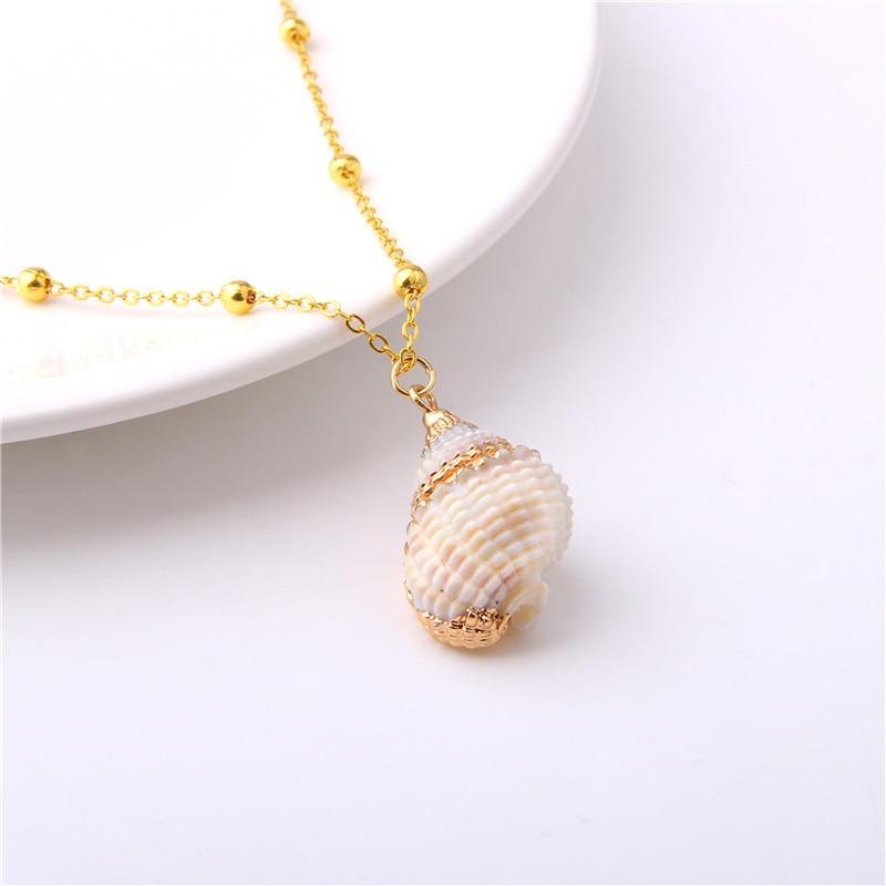 New Boho Conch Shell Amazing Necklace Sea Beach Shell Chain Pendant Elegant Necklace For Women Collier Femme Shell Cowrie Modern Summer Jewelry Bohemian