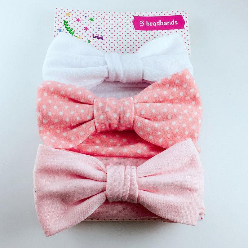 Modern 3Pcs Set Elastic Baby Headband Cute Bow Knot Kids Hair Bands For Newborn Baby Girl