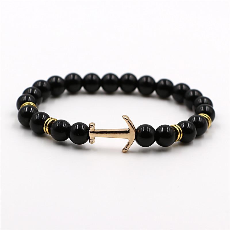 Modern Color Natural Stone Amazing Anchor Elegant Bracelet Nice Arrow White Black Onyx Lava Beads Luxury Bracelets For Women And Men Jewelry