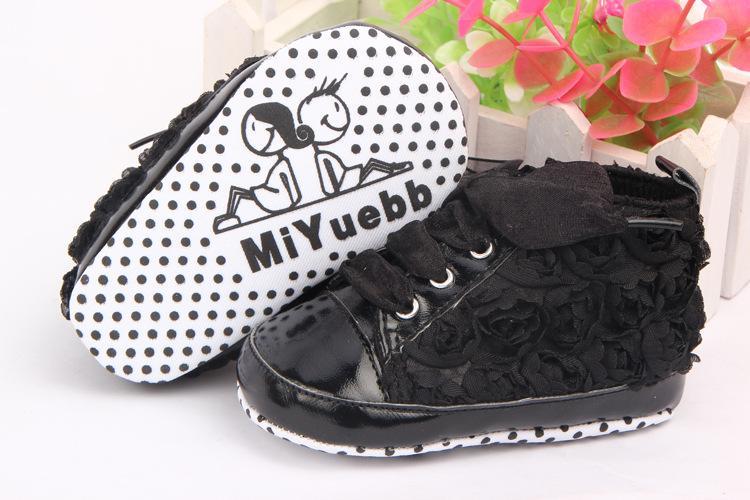 Baby Girl PU Leather Shoes Non-slip Lace Floral Embroidered Soft Shoes Toddler Kids Shoes