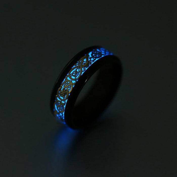 Yellow Glowing Luminous Dragon Rings For Men In Stainless Steel Glow Stley in the Dark Fluflorescent Ring Women Wedding Fashion Jewelry Style