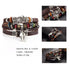 BOHO Tibet Stone Feather Multilayer Leather Bracelet Eye Fish Charms Beads Bracelets For Men Vintage Punk Wrap Wristband Cool Jewelry