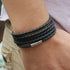 NEW Trendy Black Retro Wrap Long Leather Men Brecelets Bangles Fashion Sporty Chain Link Male Charm Bracelet