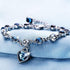 Women Silver Color Lucky Bracelet for Female Blue Crystal Heart Charm Bracelet Women Bridal Wedding Engagement Fine Jewelry Gift