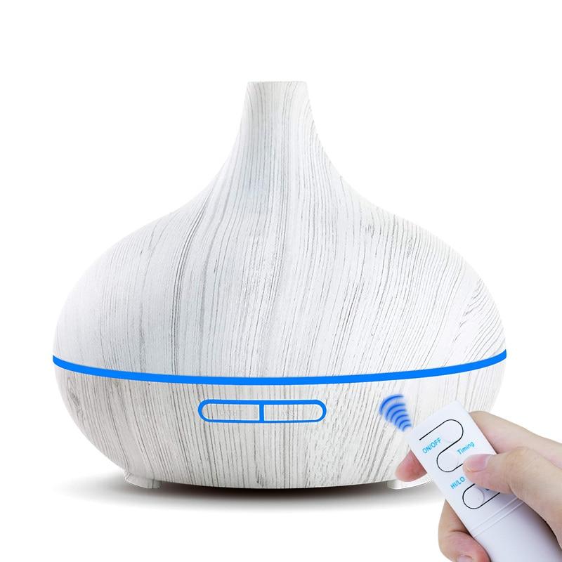 550ml Aroma Air Humidifier Essential Oil Diffuser  Aromatherapy Electric Ultrasonic cool Mist Maker for Office Home Bedroom Living Room Study Yoga Spa - Wood Grain, 7 Colors LED Light